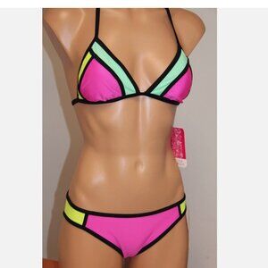 NWT Hula Honey Swimsuit Bikini 2 piece set Sz XS Multi-Color